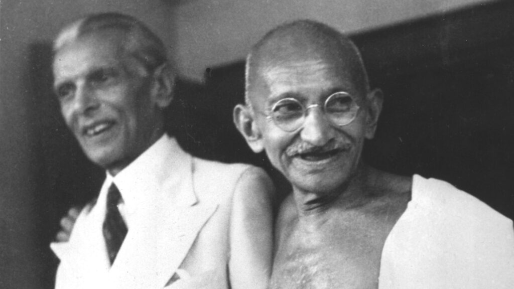 Mohandas Gandhi poses with Muhammad Ali Jinnah, the founder of Pakistan, in 1944, in what was then Bombay. The two countries have been rivals for decades, and students from the two countries have jointly published an online project comparing the different narratives.